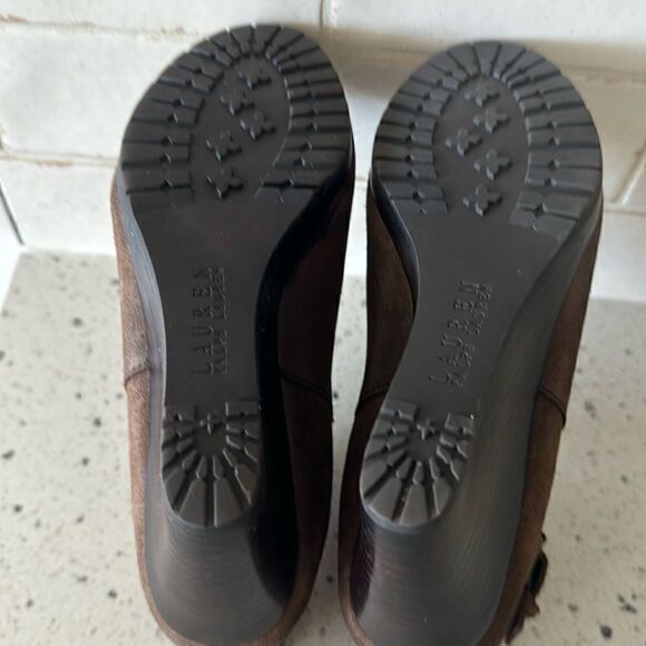 Ralph Lauren Yasline Women’s Brown Suede Leather Wedge Heeled Ankle Booties Sz 6 - Picture 8 of 12